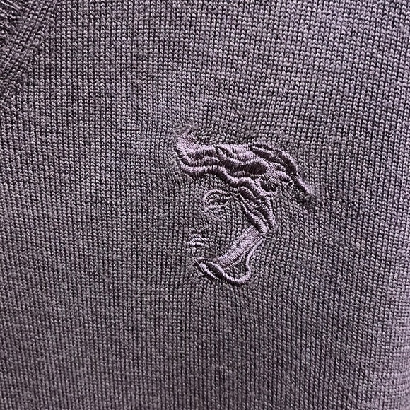 EUC Versace Collection fine 100% wool v neck purple long sleeve sweater - Picture 3 of 12